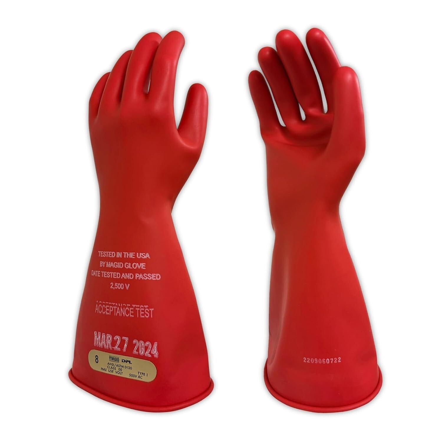 Durable Size 10 Class 00 Red Electrical Insulating Gloves - 14
