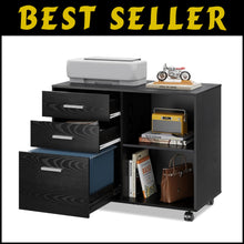 Load image into Gallery viewer, 3 Drawer Mobile File Cabinet with Open Shelves - Stylish Home Office Storage