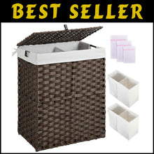 Load image into Gallery viewer, Collapsible Brown Laundry Basket with Removable Liners - No Install Needed