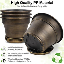 Load image into Gallery viewer, Stylish Resin Plant Pots 16-Inch with Drainage Holes - Dark Gold, Set of 4