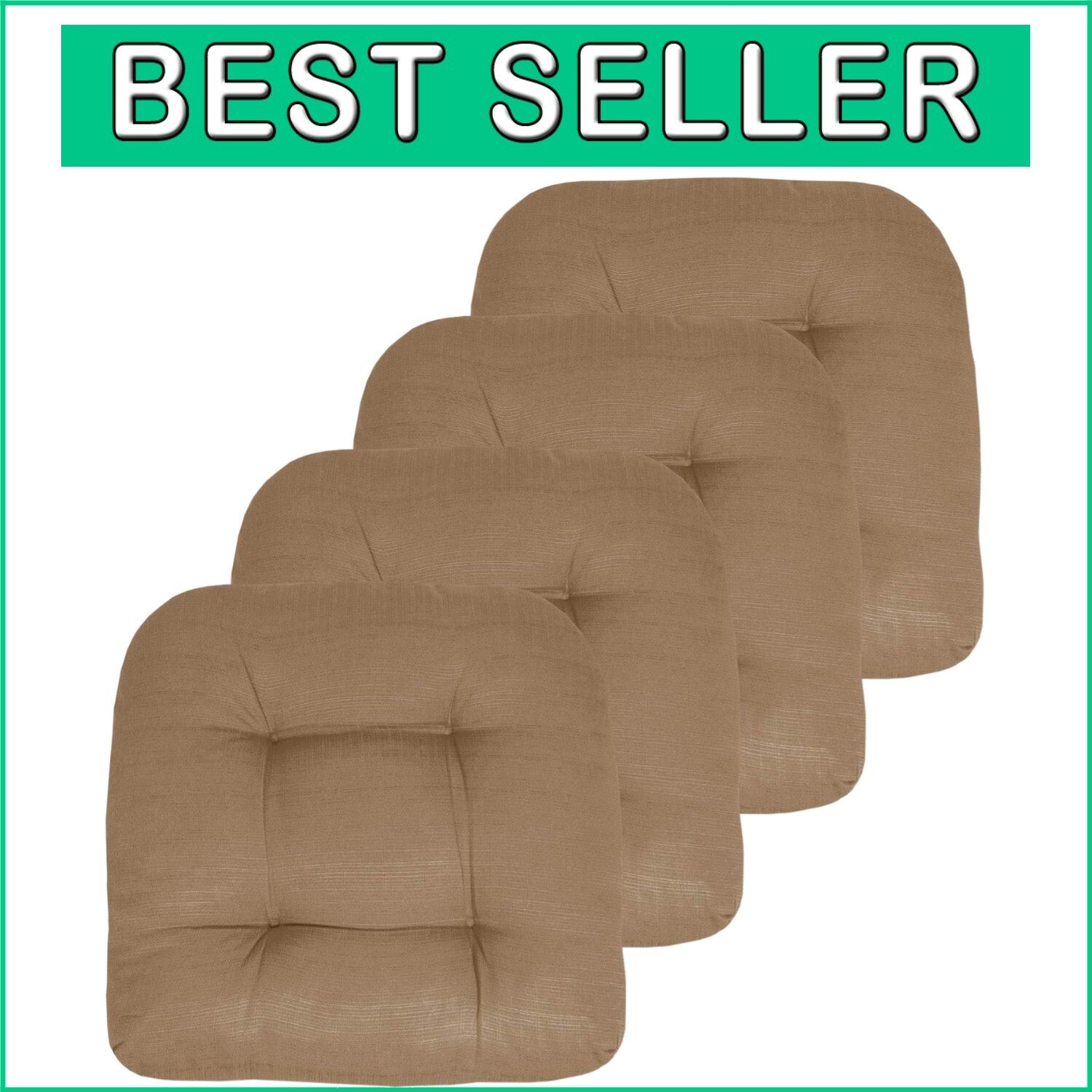 Plush Patio Cushions 19x19 - Outdoor Chair Pads with Durable Fiber Fill, Taupe