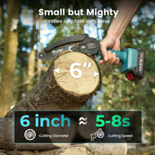 Load image into Gallery viewer, Cordless 6-Inch Mini Chainsaw with 2 Batteries - Ideal for Pruning and Cutting