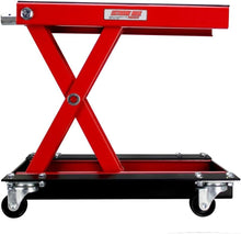 Load image into Gallery viewer, Wide Motorcycle Scissor Jack with Dolly - 1100 lbs Capacity for Easy Maintenance
