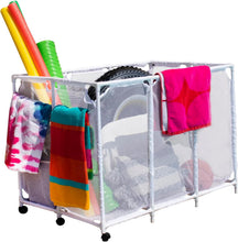 Load image into Gallery viewer, Stylish White Pool Floats &amp; Noodles Organizer - 47.2" W Outdoor Storage Solution