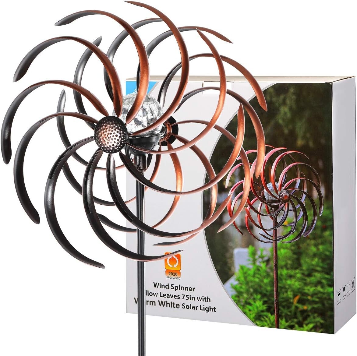 Bronze Solar Wind Spinner - Illuminate Your Lawn with Stylish Kinetic Motion