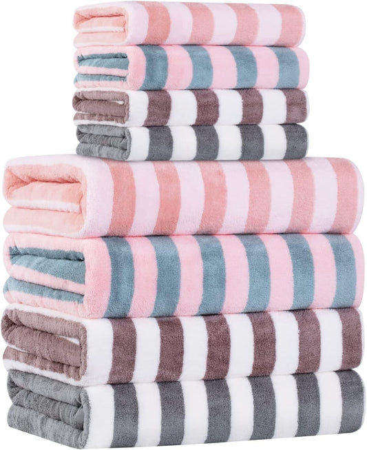 Versatile Microfiber Towel Set - Soft, Quick Dry Bath & Hand Towels for Family
