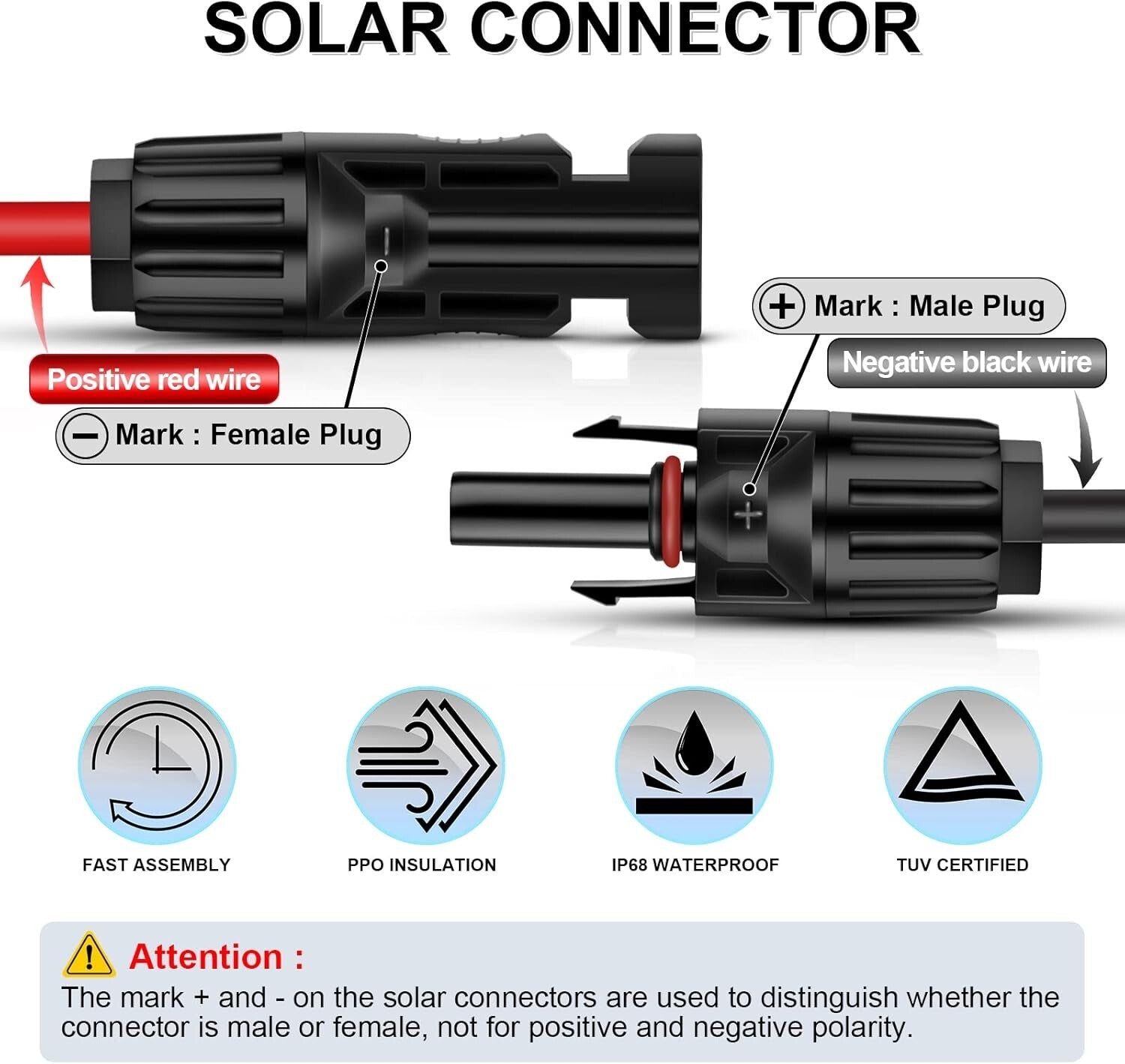 100 Feet 10AWG Solar Panel Extension Cable - Durable & Waterproof Outdoor Use