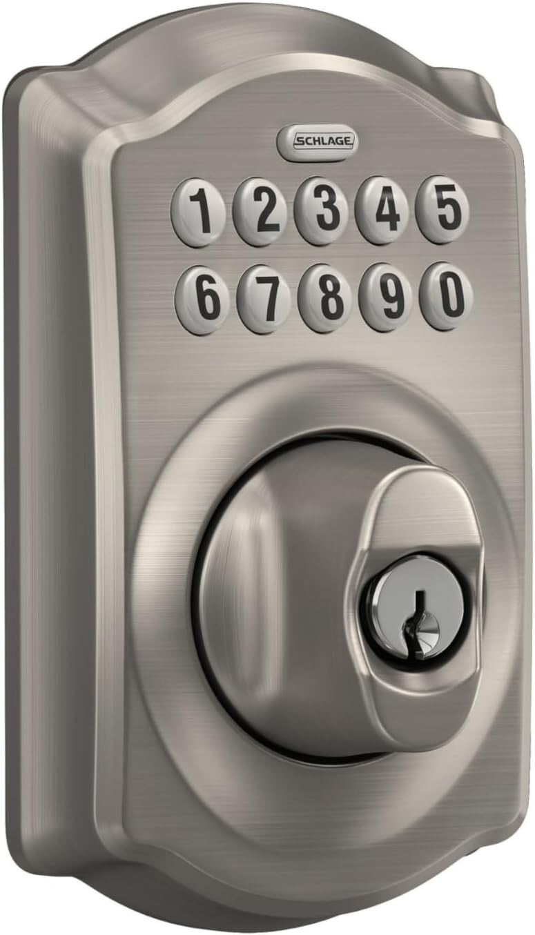 BE365 V CAM 619 Keyless Electronic Entry Lock in Satin Nickel for Home Security
