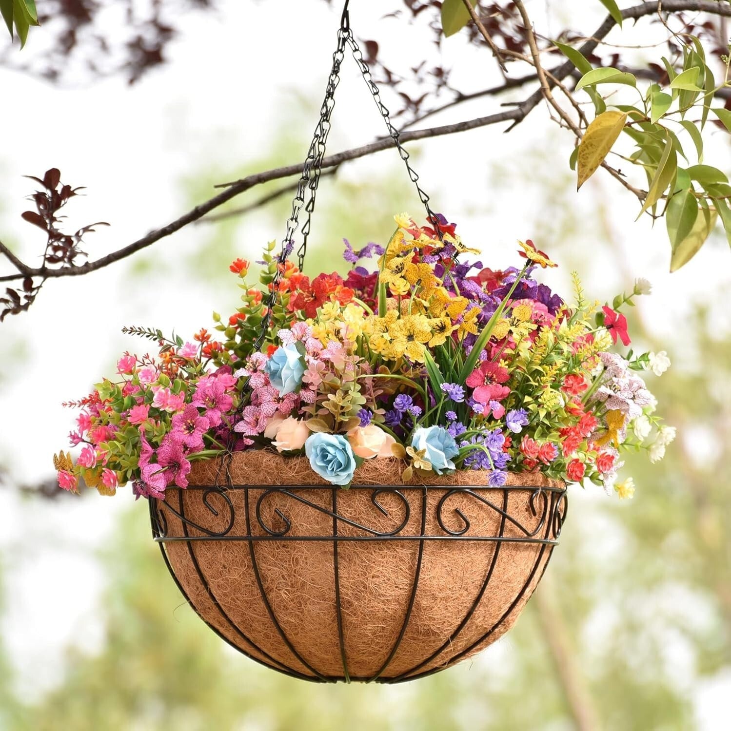 Versatile Hanging Planters - 14 Inch Metal Baskets for Garden and Porch Style