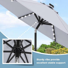 Load image into Gallery viewer, Stylish 11FT Solar Patio Umbrella with 32 Durable LED Lights for Outdoor Fun