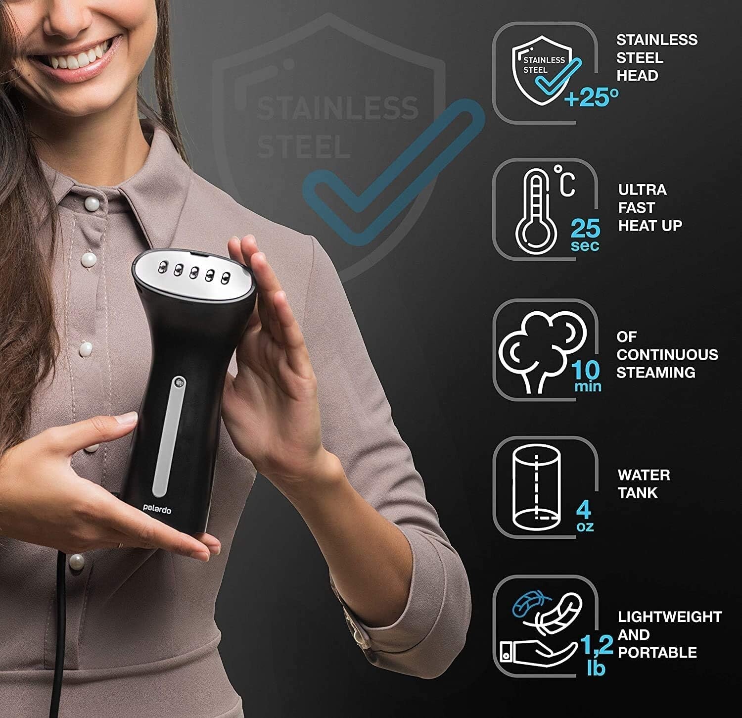 Travel Size Garment Steamer - Fast Heat-Up, Cool Touch, Ideal for Beginner Users