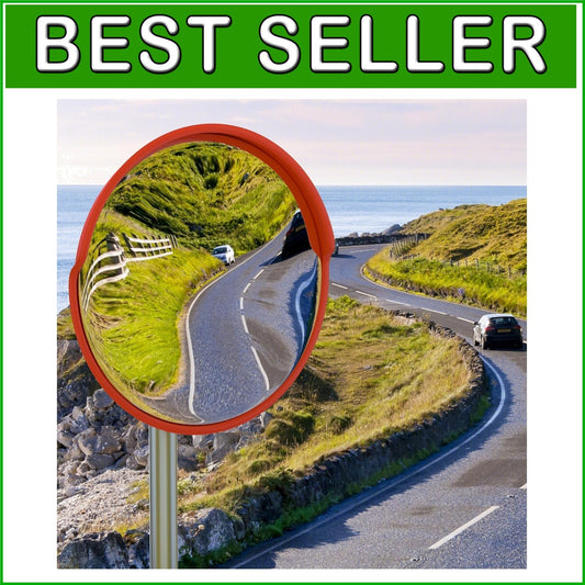 Premium 24" Wide-Angle Safety Mirror with Adjustable Bracket for All Surfaces