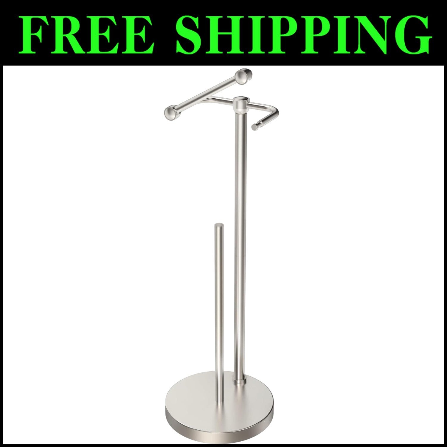 Brushed Nickel Free Standing Toilet Paper Holder with Storage for 4 Rolls