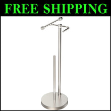 Load image into Gallery viewer, Brushed Nickel Free Standing Toilet Paper Holder with Storage for 4 Rolls