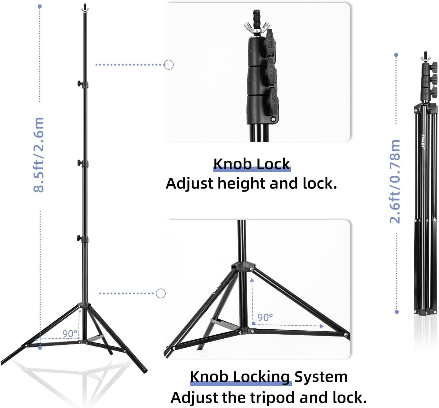 Adjustable 8.5x10ft Photo Studio Backdrop Stand with 3 Wrinkle-Resistant Styles