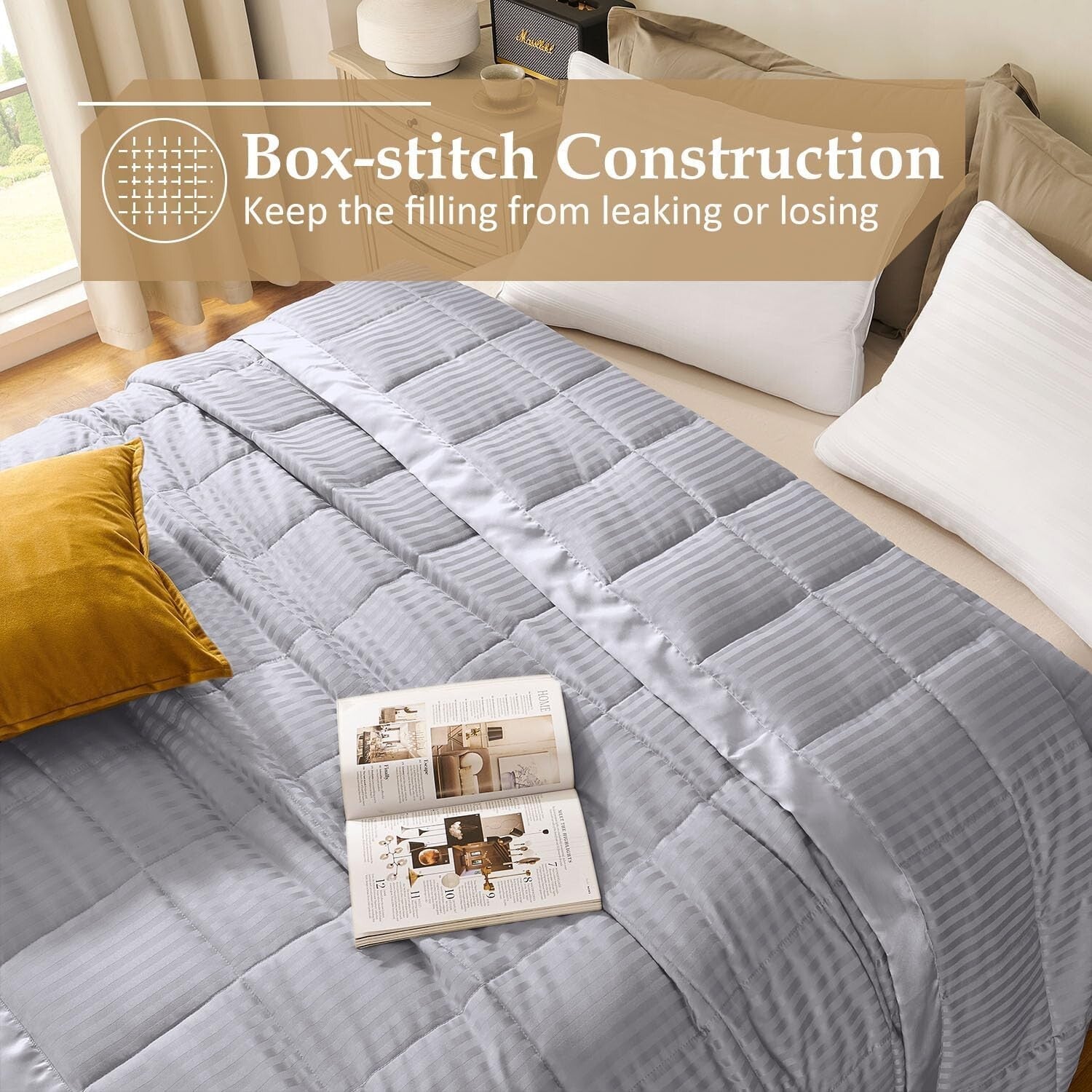 Elegant King Size Blanket with Satin Trim - Lightweight & All-Season Comfort