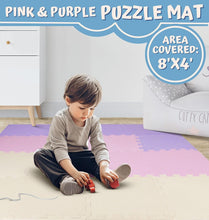 Load image into Gallery viewer, Soft &amp; Easy-Clean Kids Play Mat - 12x12 Interlocking Foam Tiles in Bright Colors