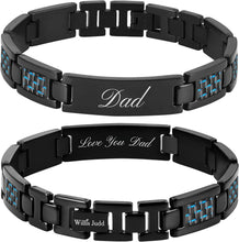 Load image into Gallery viewer, Stylish Black IP Plated Bracelet - Engraved for Dad, Perfect Gift Packaging