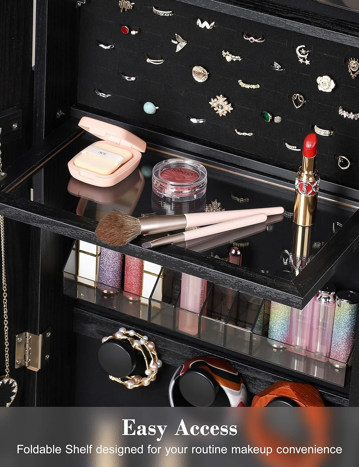360° Swivel Jewelry Cabinet with Touch Screen Mirror - Elegant Storage Solution