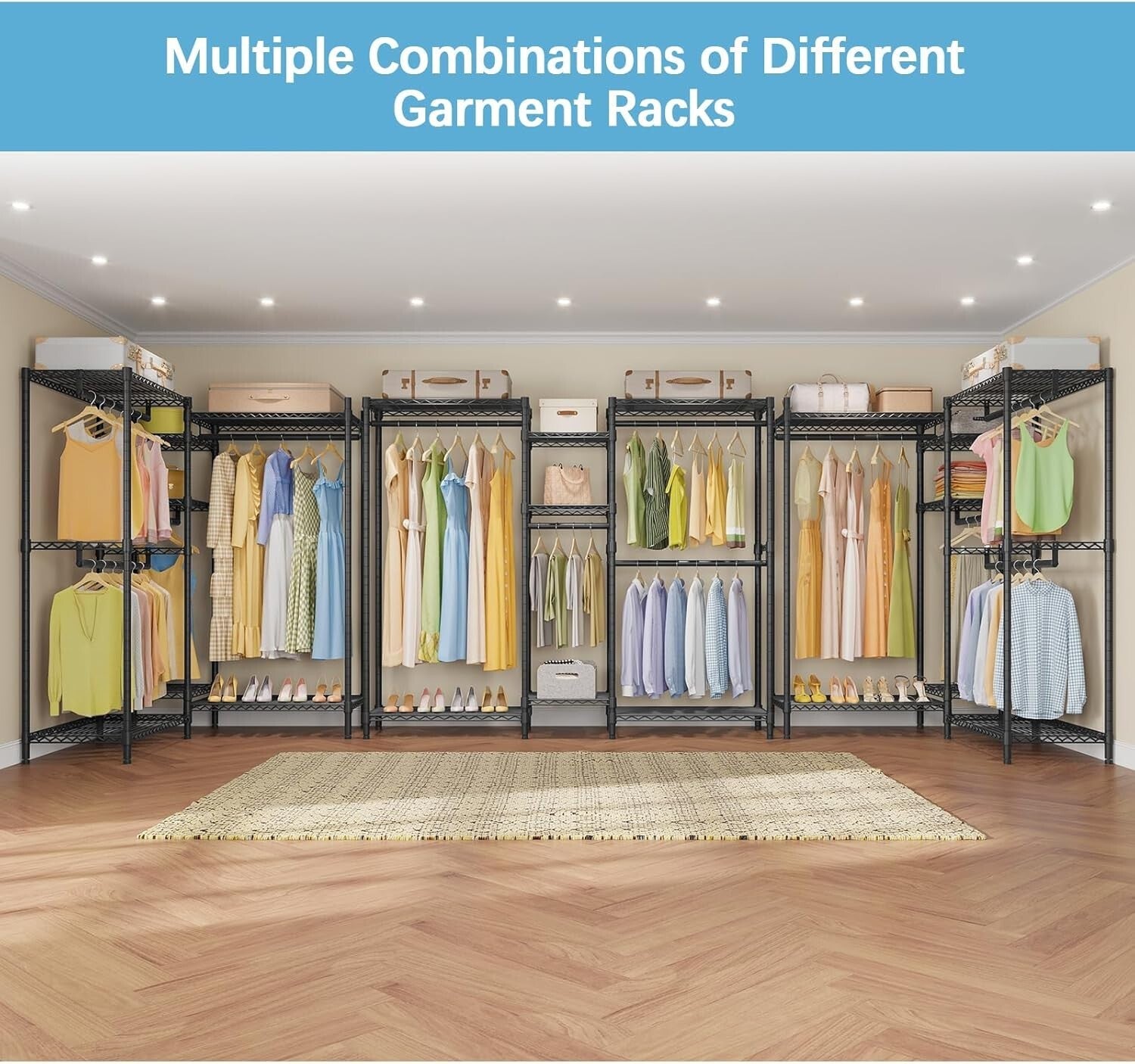 Heavy-Duty Garment Rack: Adjustable 5-Tier Clothes Organizer for Home & Office