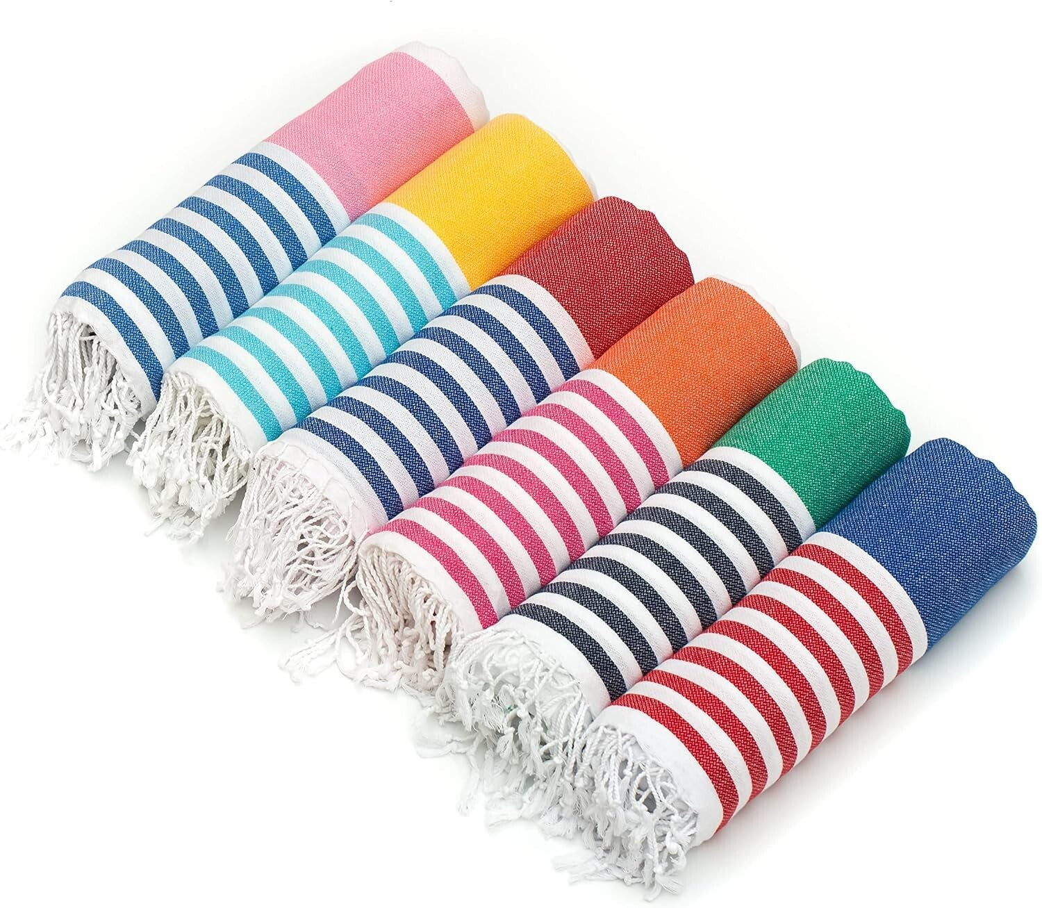 6-Pack of Absorbent Turkish Beach Towels - Oversized Sand-Free, Travel-Friendly