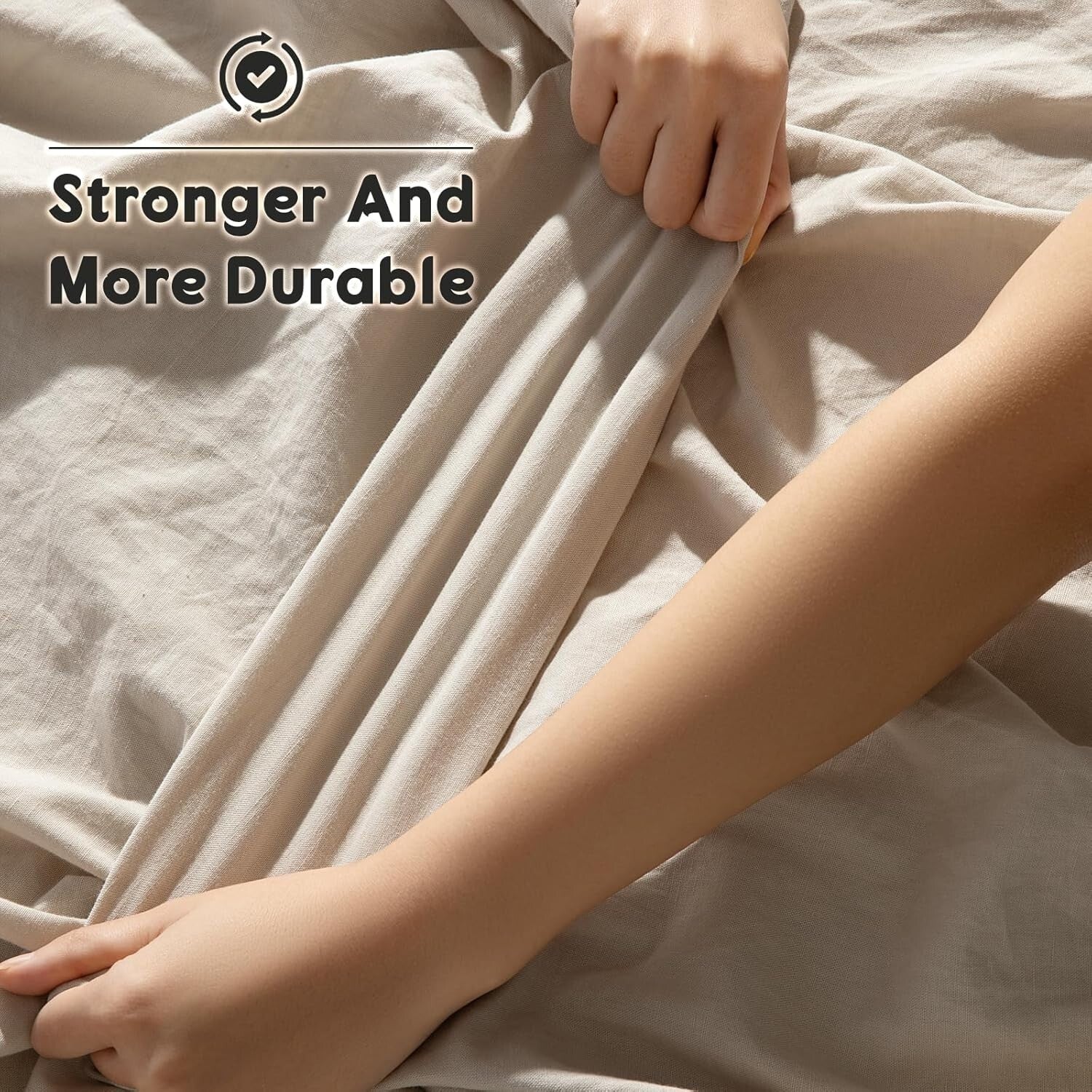 Luxury King Size Linen Sheet Set - Soft, Anti-Tear & Machine Washable - 4 Pieces