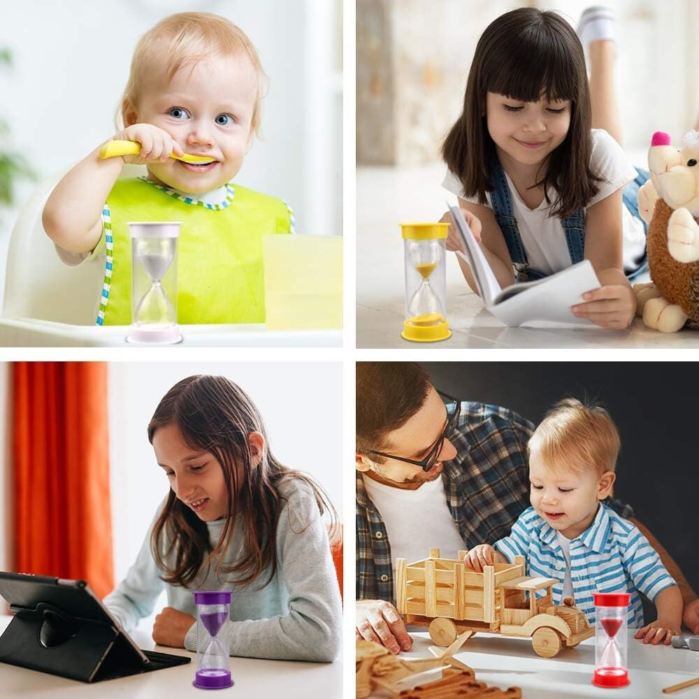 Durable Acrylic Hourglass Timer Set - 6 Colors with Timings from 1 to 15 Minutes