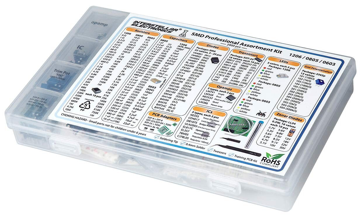 Professional SMD Resistor, Capacitor & Diode Kit - 2900 Pieces for All Projects