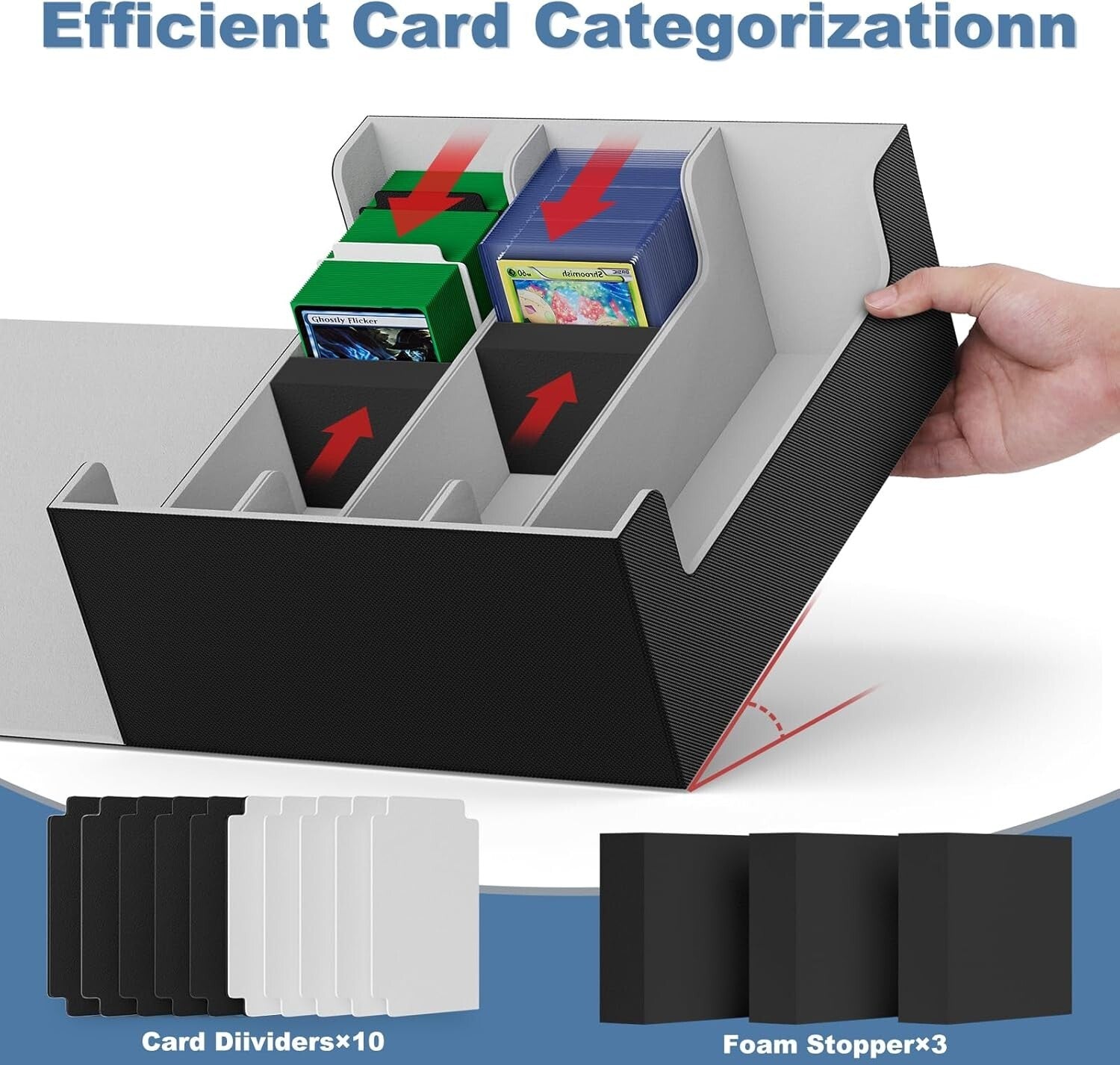 Luxury Leather Trading Card Storage Box with Magnetic Closure for 1800+ Cards