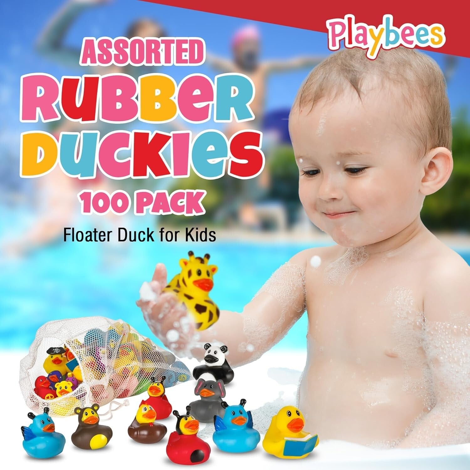 Vibrant 100 Count Rubber Duck Assortment - Perfect for Pools & Parties