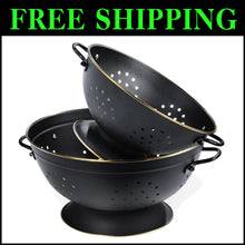Load image into Gallery viewer, Elegant Matte Black Colanders - Rust-Resistant Metal Strainer Set for All Foods