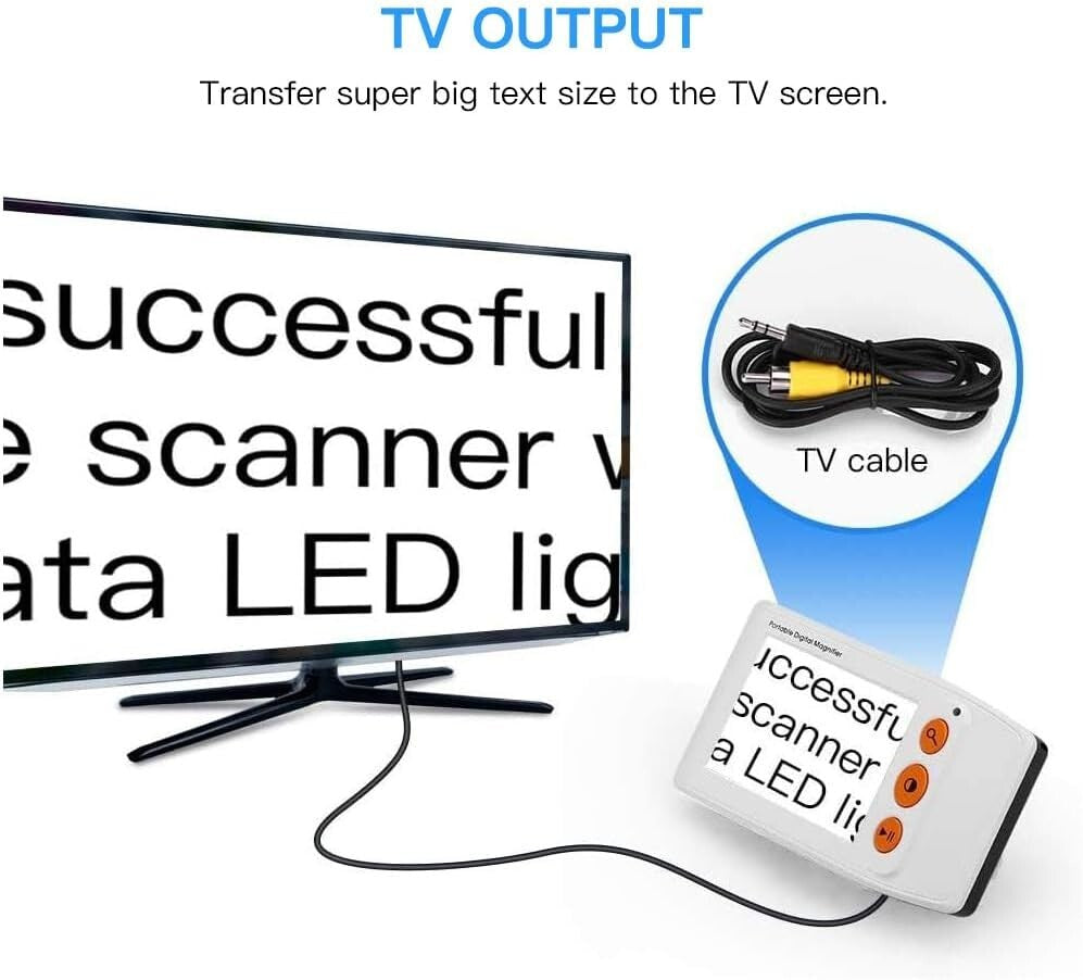 Ergonomic Digital Magnifier - Compact Design with AV Output for Larger Displays