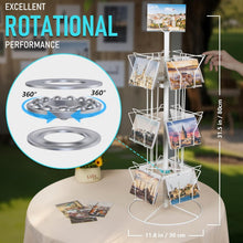Load image into Gallery viewer, Versatile White Card Display Stand with Smooth Rotational Feature - Metal Design