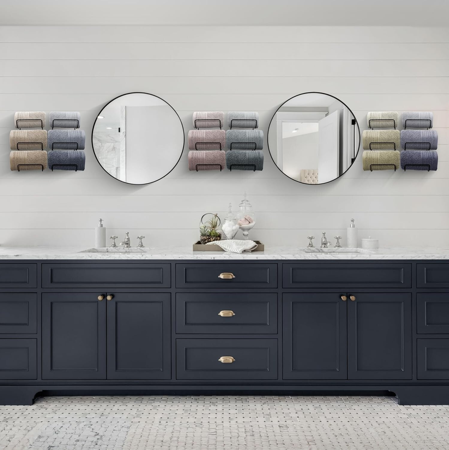 Elegant 12-Tier Wall Mounted Towel Rack - Space-Saving Iron Storage Organizer