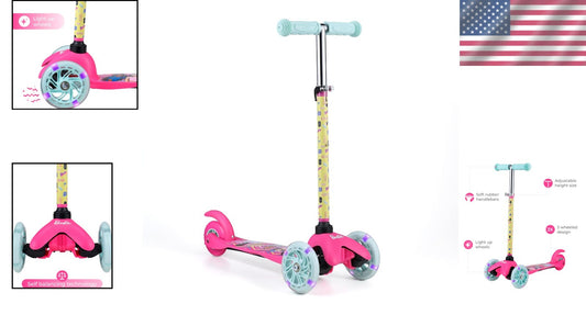 Durable & Fun Barbie Kids Scooter with Light-Up Wheels - Ages 3-7, Lean-to-Steer