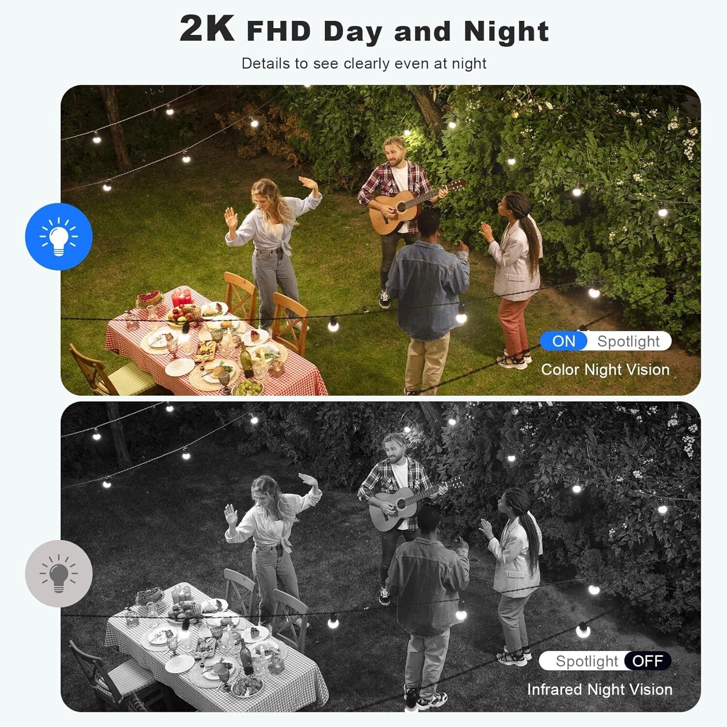 AI-Powered 2K Outdoor Security Cameras with Rechargeable Battery & Night Vision