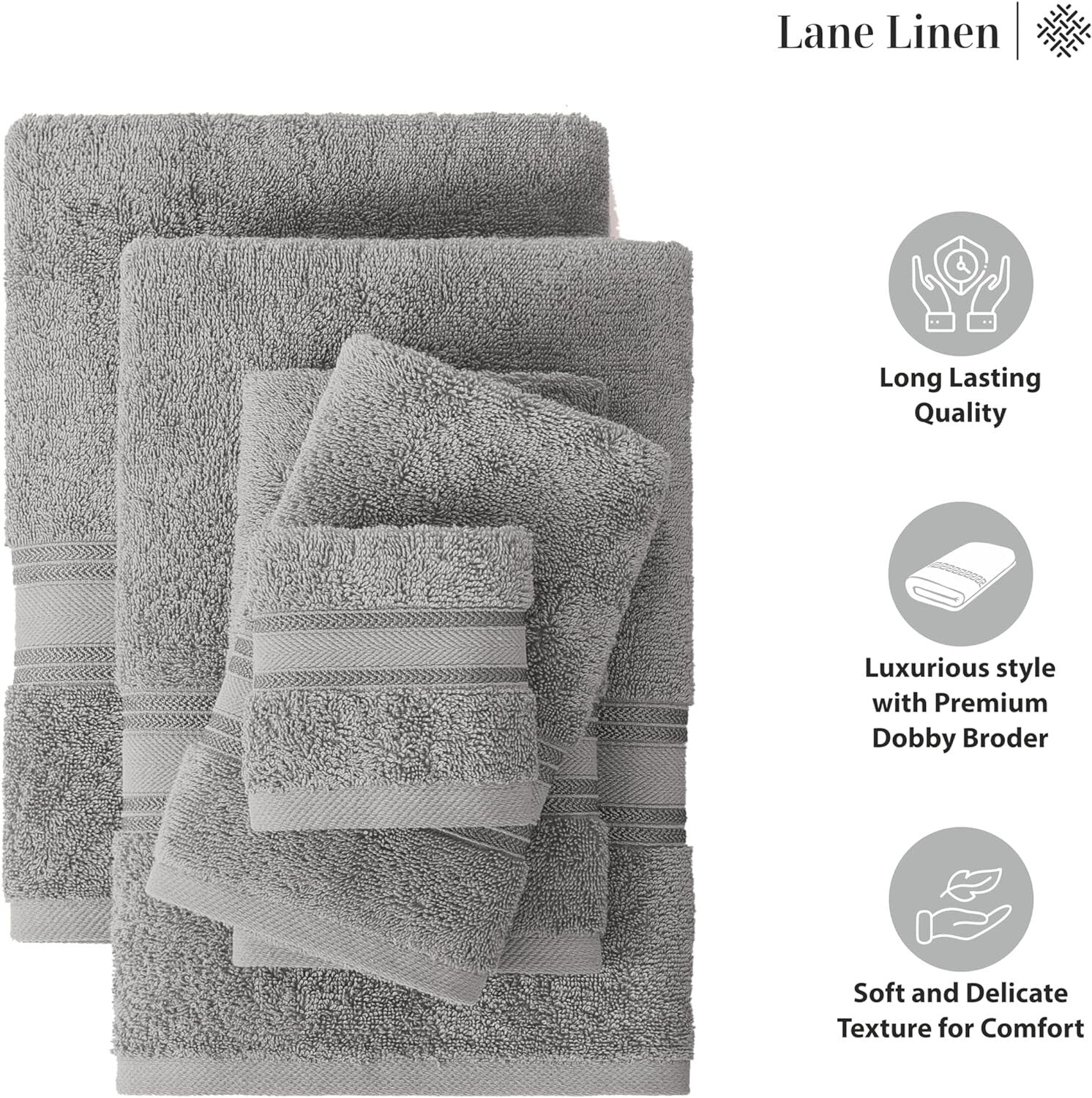 Elegant Space Grey 12-Piece Bath Towel Set - Luxurious 100% Cotton Collection
