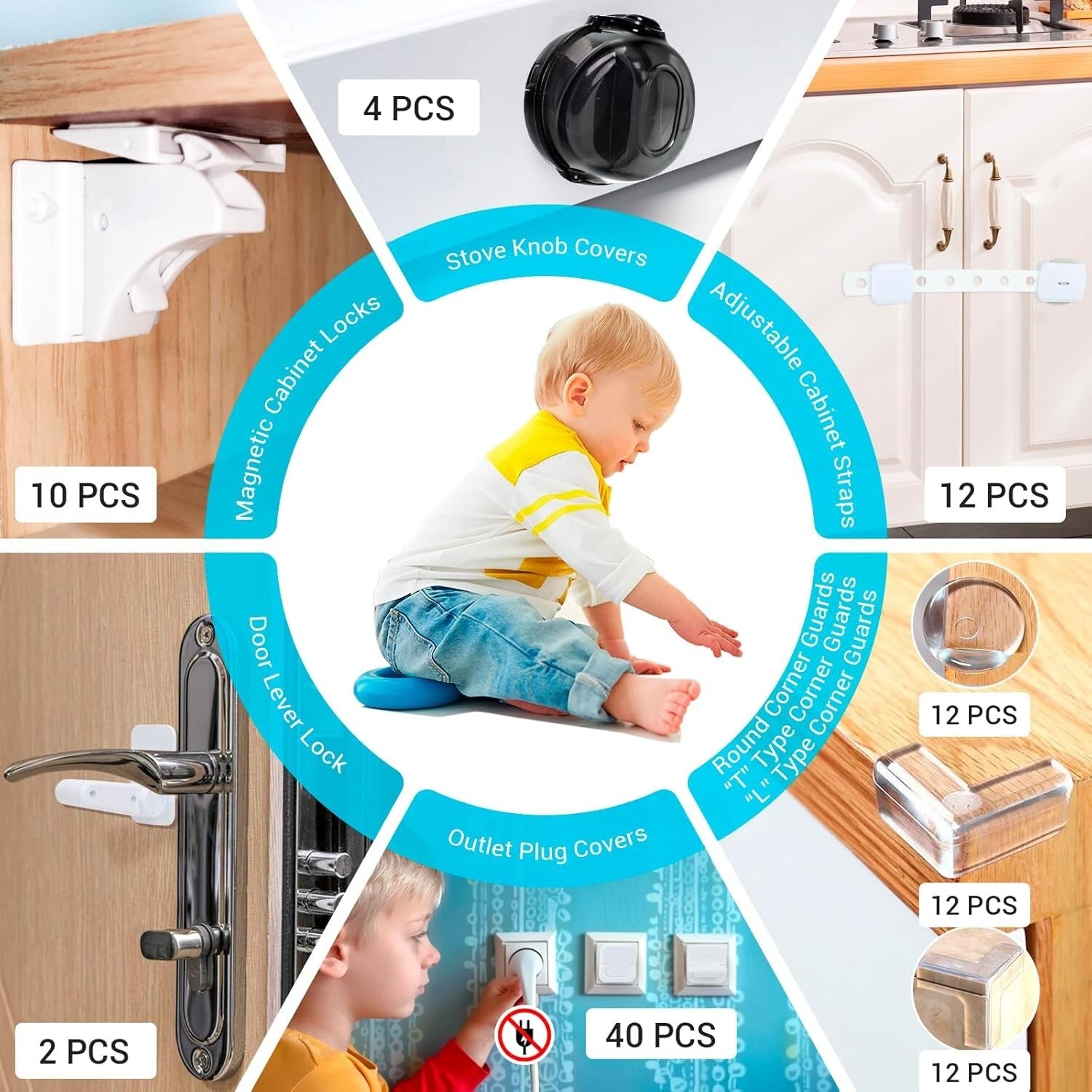 Child Safety Made Easy: 105 Pack Baby Proofing Kit with Corner Guards & Locks