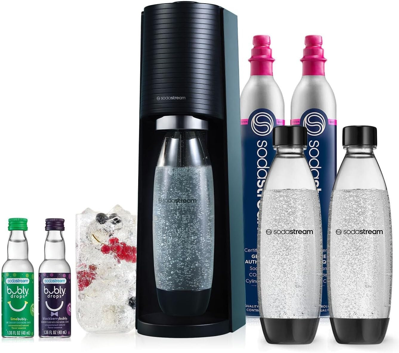 Eco-Friendly Sparkling Water Maker Bundle in Black - Create Custom Fizz at Home