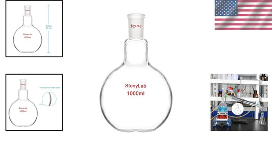 Premium 1000ml Flat Bottom Boiling Flask with Single Neck - Lab Essential