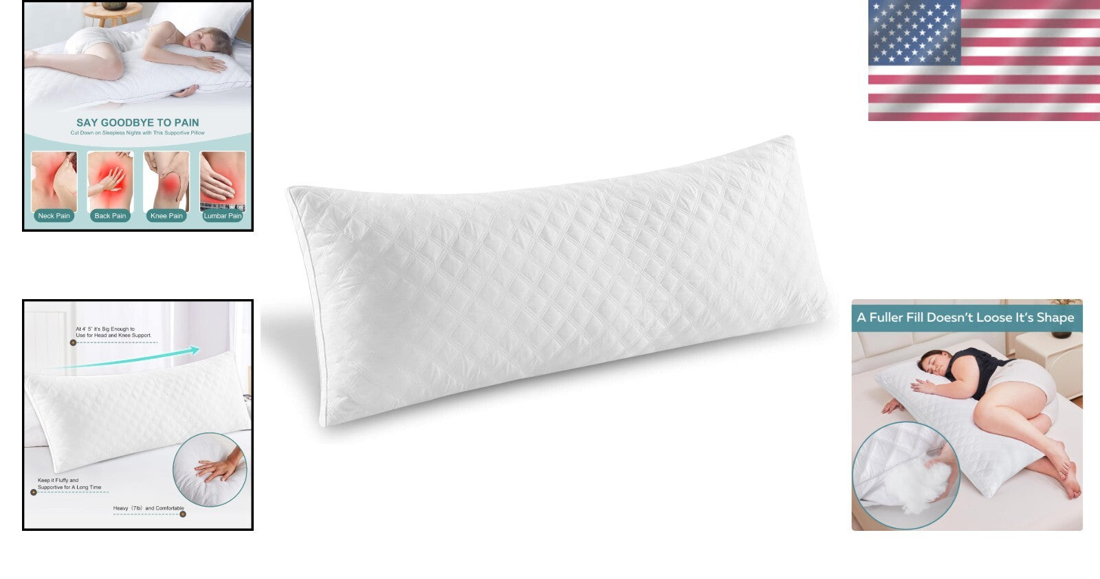 Adjustable Full Body Pillow - Luxurious Softness for a Restful Sleep - 21"x54"