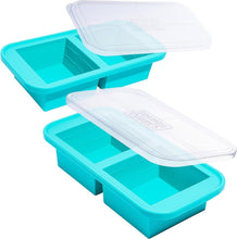 Load image into Gallery viewer, Easy Meal Prepping with Aqua Silicone Freezer Trays - 2 Cup Capacity, 2-Pack