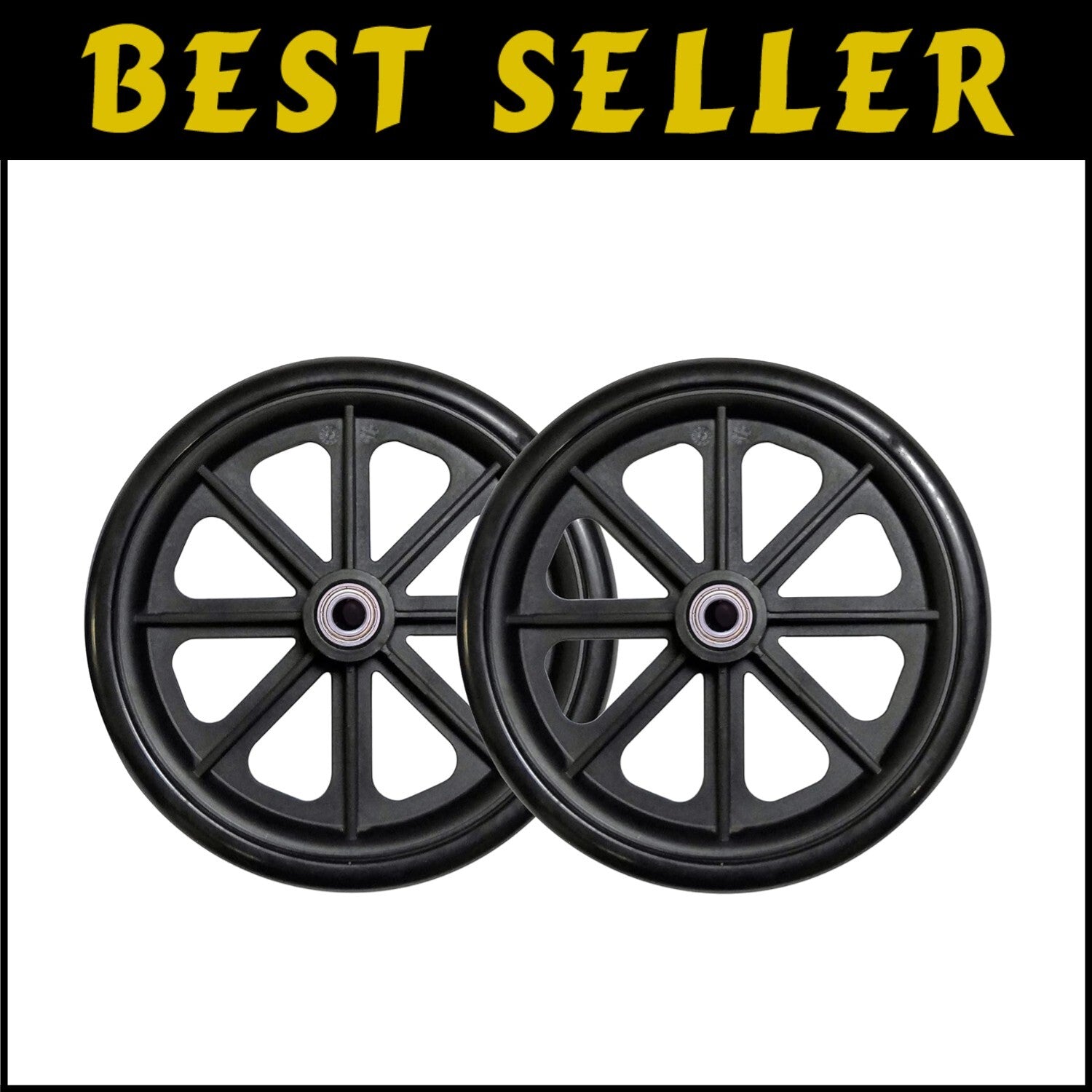 Durable 8" Caster Wheel Assembly - Non-Marking Rubber Tire for Mobility Aids