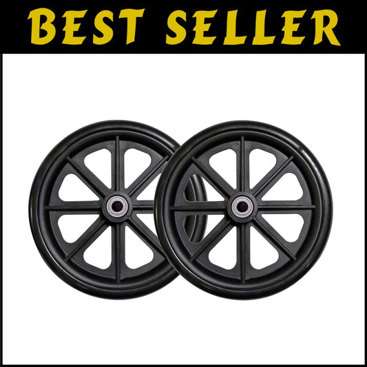 Durable 8" Caster Wheel Assembly - Non-Marking Rubber Tire for Mobility Aids