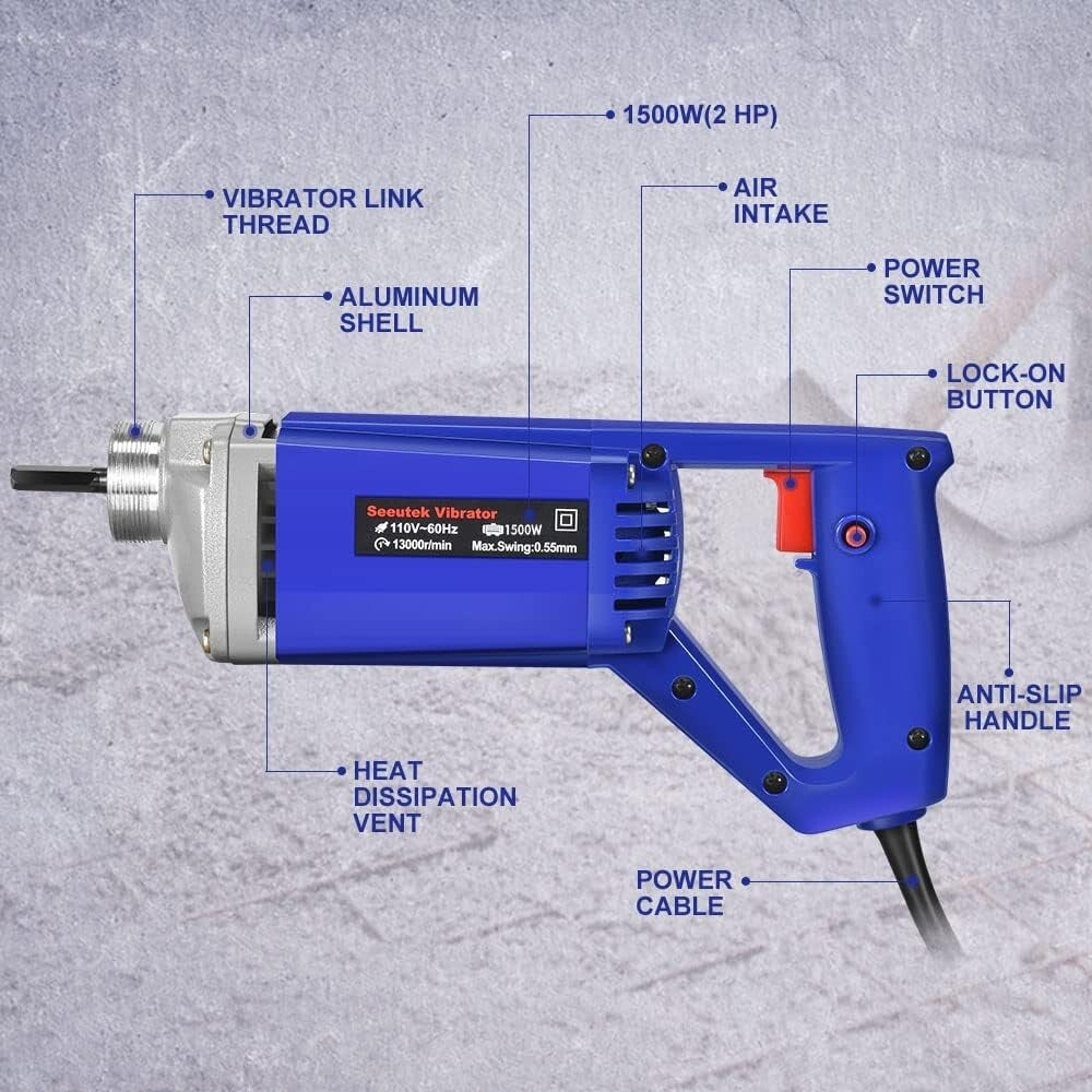 Efficient 1500W Electric Concrete Vibrating Tool - Lightweight & Portable