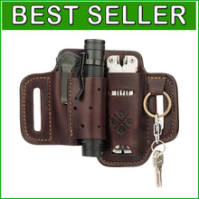 Load image into Gallery viewer, Compact &amp; Durable Leather Multitool Holster with Snap Closure - Perfect for EDC