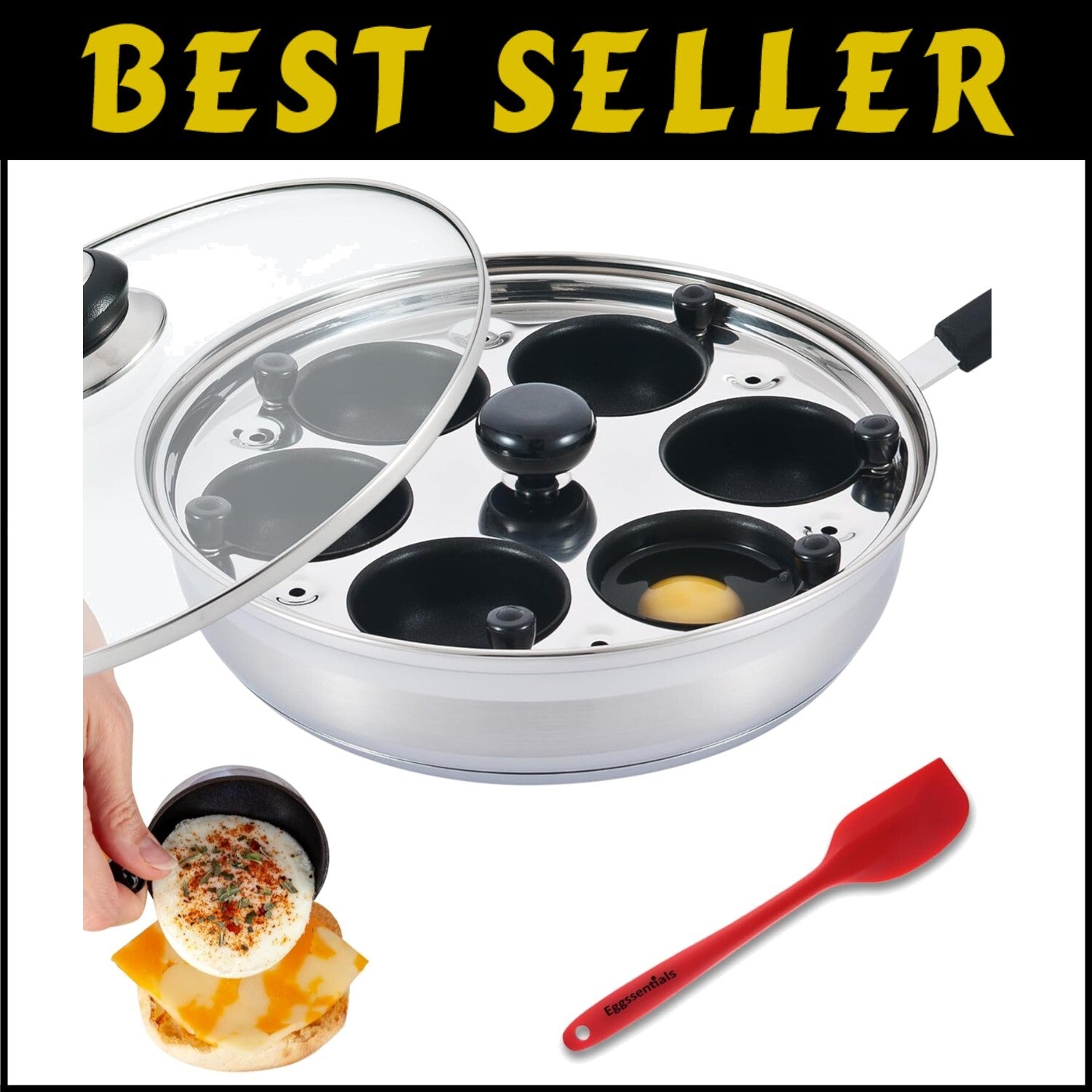 Deluxe Non-Stick PFOA-Free Egg Poacher Pan – 6 Cup Stainless Steel Cooker