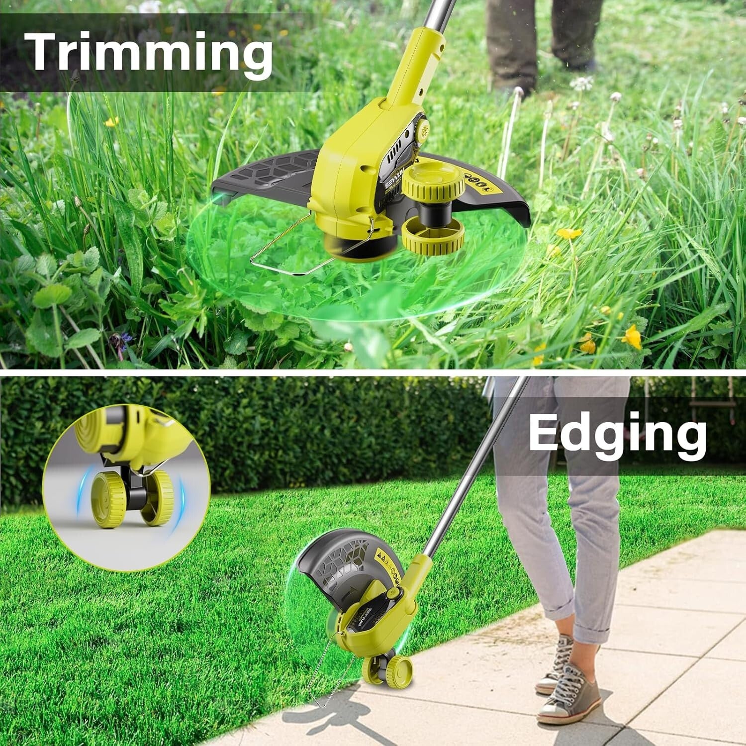 Powerful 40V Wireless Lawn Trimmer & Edger - 14-Inch Cutting Width, Fast Charger