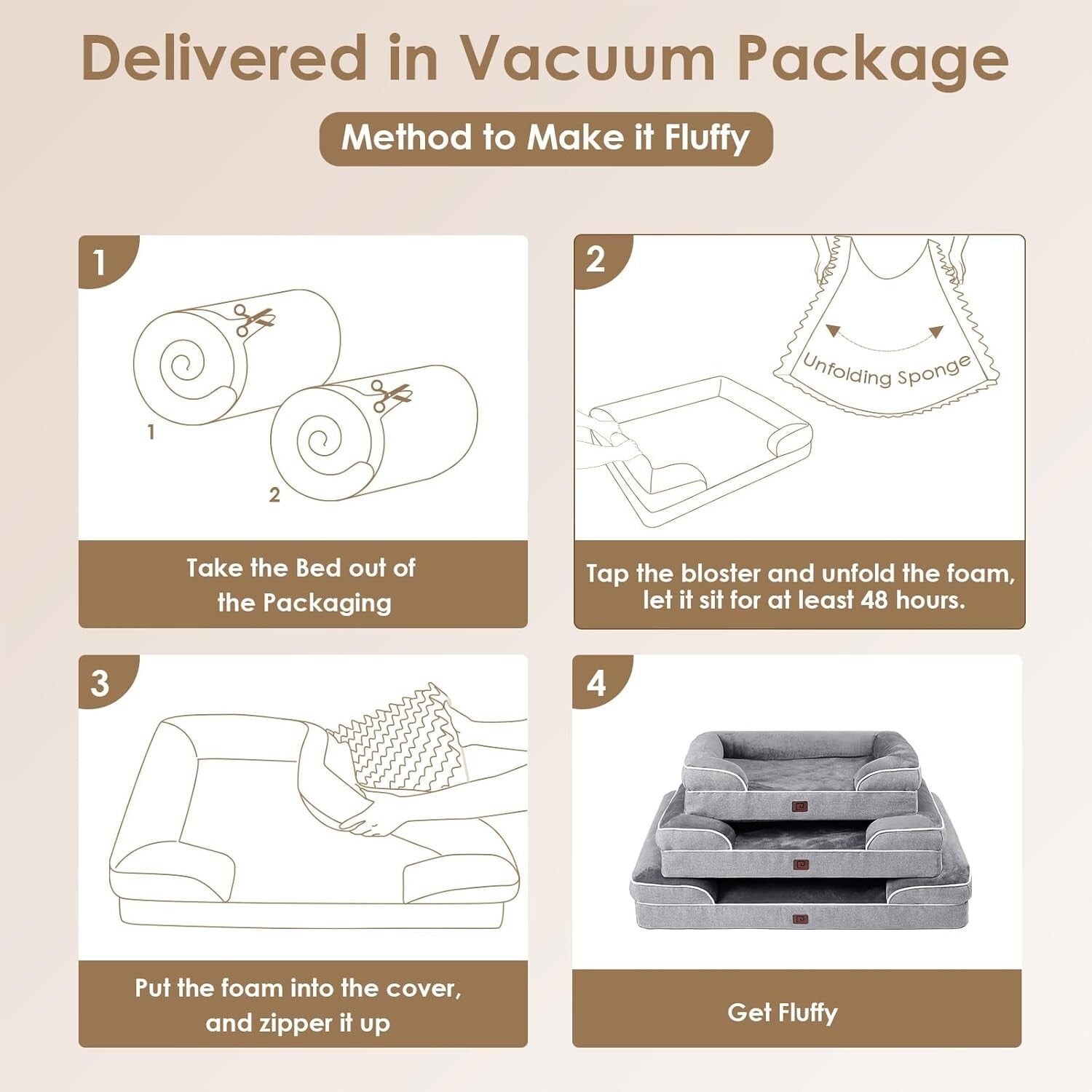 Extra Large Memory Foam Dog Couch with Non-Slip Base & Washable Cover - Grey