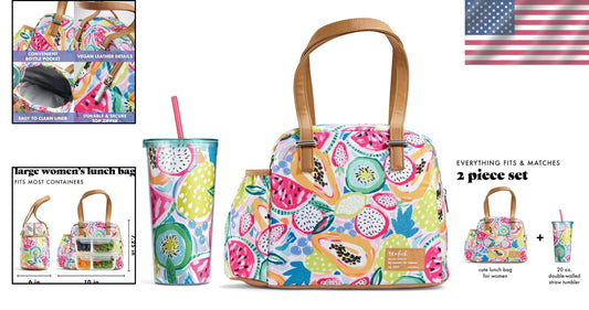 Chic Leakproof Women's Lunch Box with Insulated Tumbler - Perfect for Work